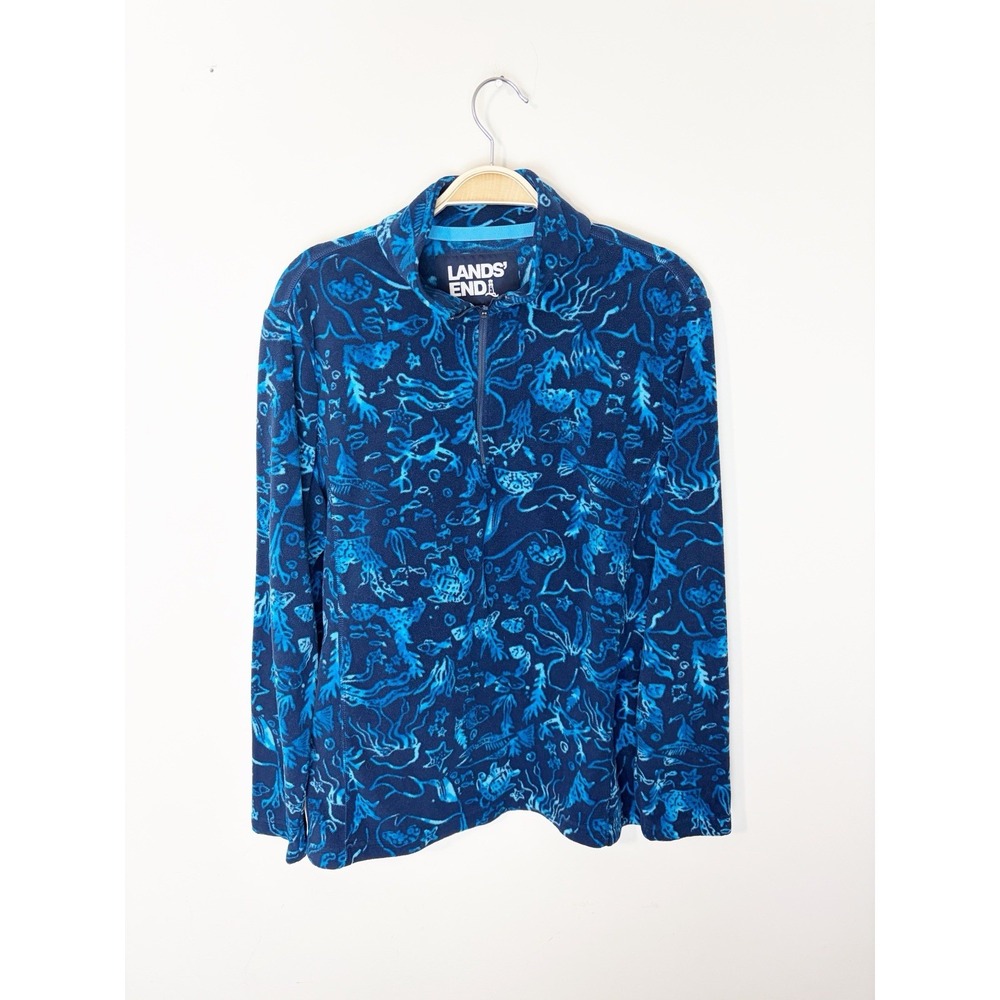 Lands' End Fleece Sweatshirt Quarter Zip Bundle Women's Nautical Animal Print XL - Picture 2 of 14